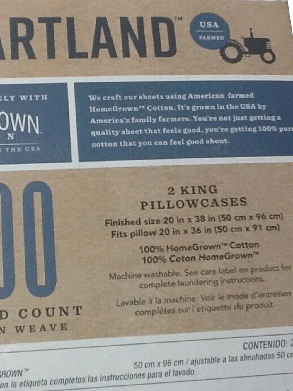 new Heartland 400 TC 100% Cotton Sateen KING Pillowcases - WHITE LEAF on GRAY
